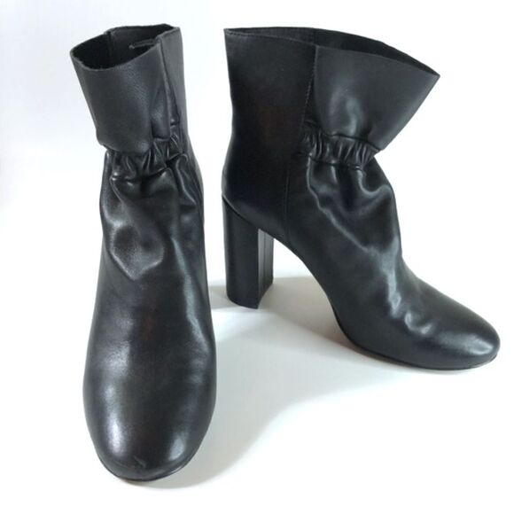 Botkier Rylie Slouchy Ankle Boots Chunky Leather Heeled Booties in Black 8.5 - Picture 6 of 15